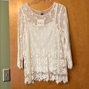 White lace top with a camisole liner
